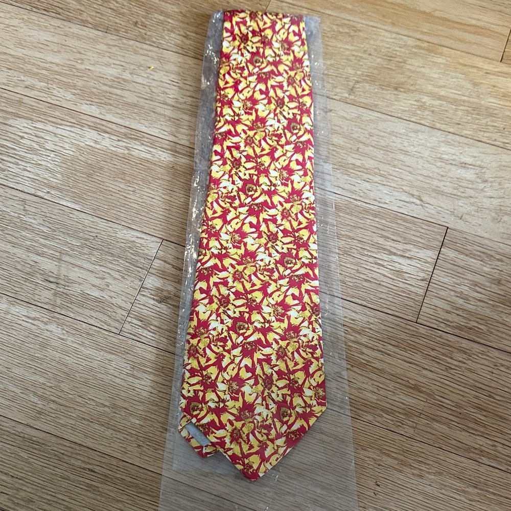 Yellow and Red Floral Men's Tie